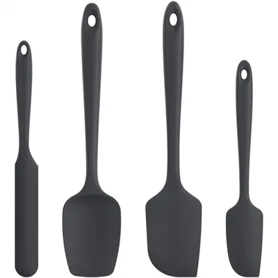 Produktbild von Silikon Spatel Set 4-teilig Hitzebeständig Antihaft Küchenhelfer Schwarz