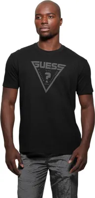 Produktbild von Guess Herren Kurzarm T-Shirt mit Rundhalsausschnitt Unifarben Schwarz