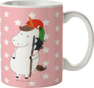 Produktbild von Mr. & Mrs. Panda Tasse Einhorn Junge - Rot Pastell - Geschenk, Unicorn, Einhörner, Kaffeebecher, Mittelalter, Teetasse, Trinkbecher, Keramiktasse, Kaffeetasse, Bube