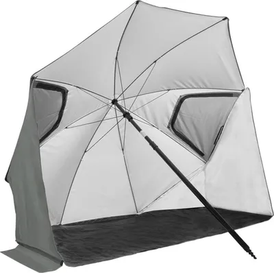 Zdjęcie produktu dla VirtuFit Strandparasol Premium 200 cm Szary z parawanem wiatrowym