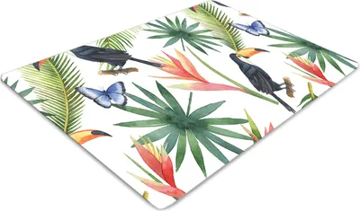 Produktbild von Stuhlunterlage Bürostuhlunterlage 120 cm x 90 cm Bodenmatte Bürostuhlunterlage - Toucons und Schmetterlinge.