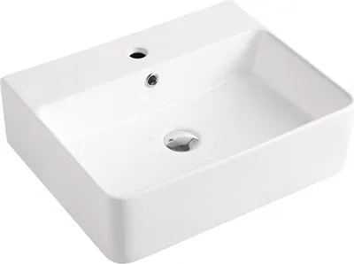 Immagine prodotto di Beitz & Walz AqvaVetroceramica Vaso da appoggio "SlimRim" con rubinetto, 520 x 420 mm, bianco