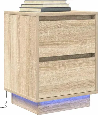 Image de vidaXL Table de nuit avec lampes LED Chêne Sonoma 38x34x50 cm