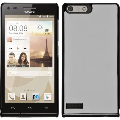 Produktbild von PhoneNatic Case kompatibel mit Huawei Ascend P7 Mini - Hülle weiß Lederoptik Hard-case + 2 Schutzfolien