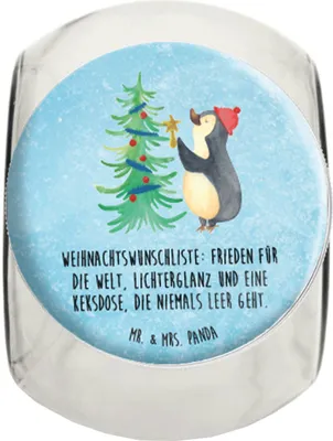 Produktbild von Mr. & Mrs. Panda Süßigkeitenglas Pinguin Weihnachtsbaum XL 2000ml - Eisblau - Geschenk, Weihnachten, Kaffeedose, Vorratsbehälter, Bonboniere, Aufbewahrungsdose, Winter
