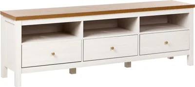 Produktbild von BELIANI TV Schrank Weiß / Braun Spanplatte 3 Schubladen Aufbewahrung Wohnzimmermöbel TV Möbel