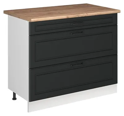 Image de Meuble cuisine Vicco R-Line Anthracite campagne/Blanc 100cm plan de travail Chêne doré, Model 71517