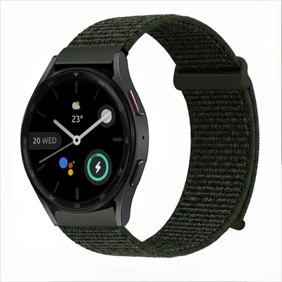 Produktbild von Smartwatch Armband für Samsung Galaxy Watch5 Pro 45mm Nylon Textil Band Ersatzband Wechselband Klettverschluss flexibel atmungsaktiv Grün Oliv