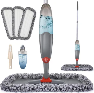 Obrázok produktu pre Rozprašovací mop s 3 umývateľnými podložkami na čistenie podlahy Sivá