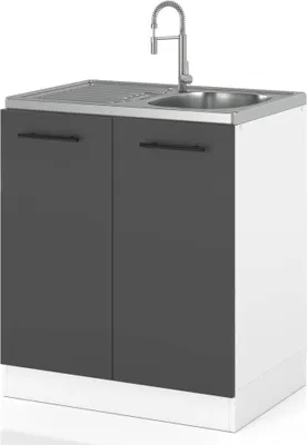 Zdjęcie produktu dla Szafka Kuchenna Stojąca Na Nóżkach Pod Zlewozmywak 60Cm Spremium Szary Mat