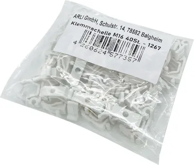 Produktbild von ARLI 40x Klemmschelle M16 Weiß – Rohrschellen für Installationsrohr Ø 16 mm Aufputz Montage Elektroinstallation