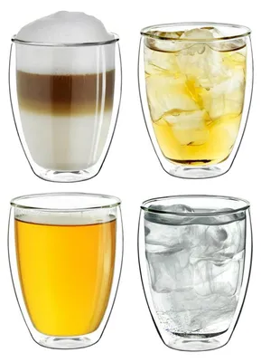 Produktbild von Creano Thermogläser doppelwandig 250ml „DG-Hoch“, 4er Set, große doppelwandige Gläser aus Borosilikatglas, Kaffeegläser, Teegläser, Latte Macchiato Gläser