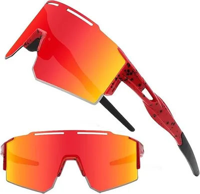 Produktbild von Polarisierte Sportbrille für Radfahren, MTB, Laufen, Radfahren, Rot