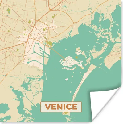 Produktbild von MuchoWow® Poster Venedig - Stadtplan - Karte - Vintage 100x100 cm - Babyzimmer