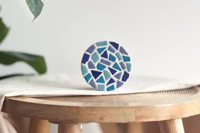 Image de Kit de bricolage mosaïque - Dessous de verre (sans support) - Bleu