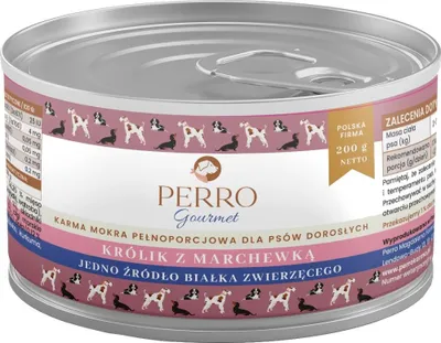 Produktbild von PERRO Gourmet Kaninchen mit Karotten Nassfutter für Hunde 200g