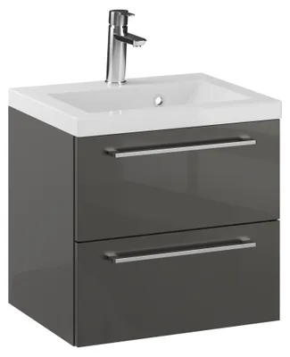 Produktbild von Rosen 50 cm Badezimmerschrank mit Waschbecken und Chrom Griffen - Zeitloses Design für Elegantes Bad