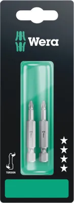 Produktbild von Wera Bit PH Größe 1 Länge 50mm 1 / 4 Zoll 6-kant E6,3 zähhart Torsionsform Karte mit 2 St.851 / 4 TZ SB - 5134380001