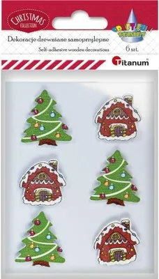 Produktbild von Selbstklebende Holzdekorationen 6 Stück Weihnachtsbäume Titanum Christmas