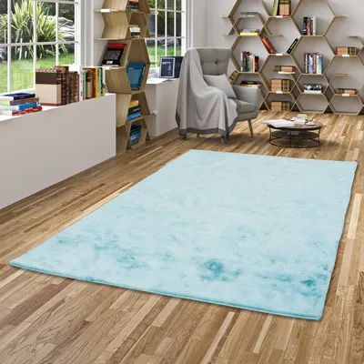 Produktbild von Luxus Super Soft Fellteppich Plush Türkis, Größe:60x90 cm