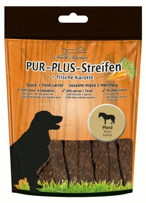 Produktbild von 10 x 100g PUR-Plus-Streifen Pferd + Karotte Kaustreifen