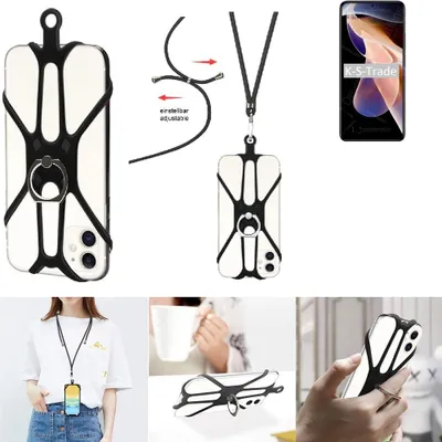 Produktbild von K-S-Trade 3in1 Handykette Handyband Handykordel Halsband Smartphone-Ring Handy-Ring kompatibel mit Xiaomi Redmi Note 11 Pro Fingerhalterung Handyring