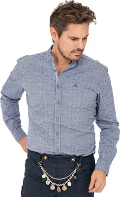 Produktbild von Blaues Herren Stehkragenhemd H-113