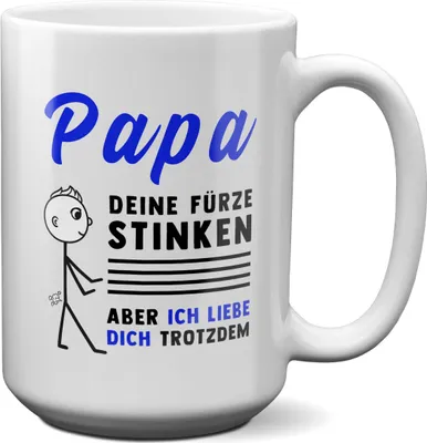 Produktbild von 22Feels XL Tasse Papa Geschenk Vatertag Vater Deine Fürze Stinken Geburtstag Kaffeetasse Männer Weihnachten Haferl Geschenkidee Bürotasse