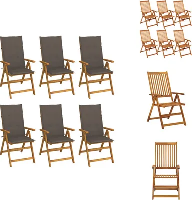 Image de vidaXL Chaises de jardin pliantes 6 pièces avec coussins en bois massif d'acacia - Chaises de jardin