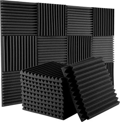 Produktbild von Akustische Wandpaneel-Set - 12 Stück - Selbstklebend - 30 x 30 x 2,5 cm - Geluidsisolierung für Studio - Wanddekoration