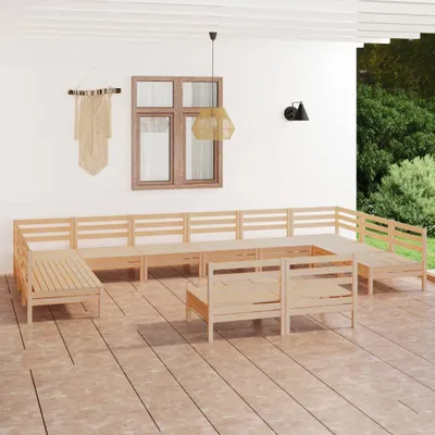 Immagine prodotto di The Living Store Set da giardino in pino massiccio da 12 pezzi