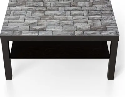 Produktbild von DEQORI Couchtisch 90x55 cm Schwarz 'Unebene Ziegelwand' Glas Beistelltisch