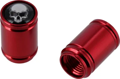 Image de Jeu : 2 capuchons de valve "crâne", anodisé rouge