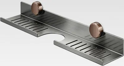 Produktbild von Waschbecken Ablage, 40CM Waschbecken Organizer Regal Grau Duschablage Ohne Bohren mit Abfluss Badezimmer Organizer für Bad Küche