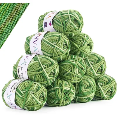Produktbild von Häkelwolle Farbverlauf 10 x 25g Acryl Mehrfarbig Apfelgrün