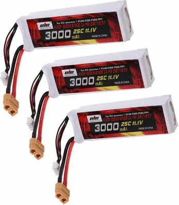 Obrázek produktu pro 3 balení 3000mAh 11,1V Li-Po baterie 25C XT60 konektor pro DJI Phantom 1 FC40 F45 F550