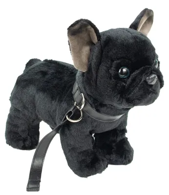 Produktbild von Kuscheltier Französische Bulldogge schwarz mit Leine 23 cm Plüschhund