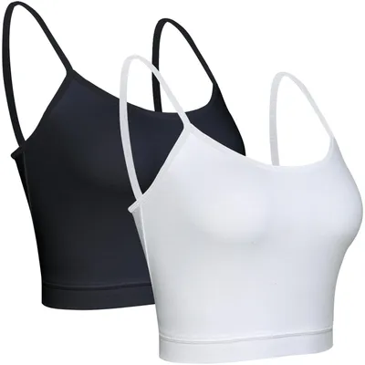 Immagine prodotto di SolidKeus - 2 top corti con spalline sottili in cotone per donna