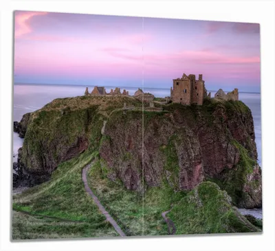 Produktbild von Wallario Herdabdeckplatte aus Glas, Größe 60 x 52 cm 2-teilig, Motiv Schloss am Meer