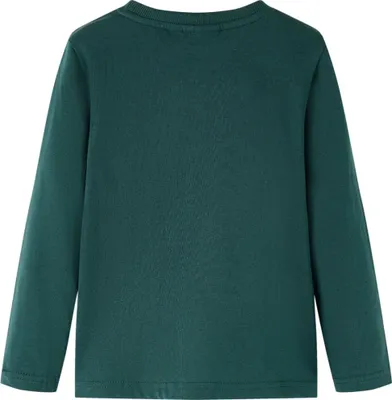 Image de vidaXL T-shirt manches longues enfant vert foncé 128