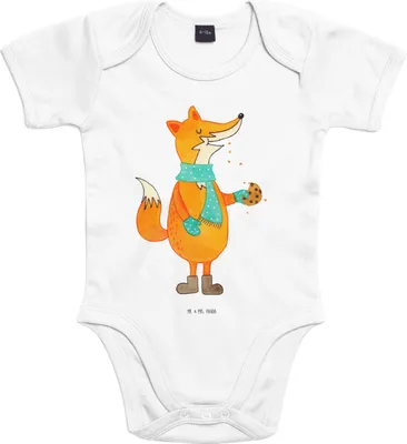 Produktbild von Mr. & Mrs. Panda overall baby Fuchs Keks 12. - 18. Monat - Heather Grey - Geschenk, Weihnachtlich, Babystrampler, babykleidung body, kalt, Frieren, Winter, Plätzchen