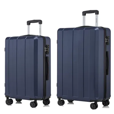 Produktbild von yonsly Premium Reisekoffer TSA-Schloss,YKK-Reißverschluss Hartschalen-Koffer Kabinenkoffer Rollkoffer Suitcase Handgepäck (Dunkelblau, L-XL-Set)