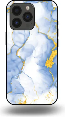 Produktbild von Smartphonica Handyhülle geeignet für iPhone 13 Pro mit Hellblau Gold Marmor Print - TPU Backcover Case Hellblau Gold Marmor Design