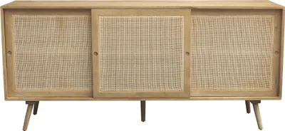 Produktbild von Miliboo - Sideboard aus massivem Mangoholz und Rattangeflecht 3 Schiebetüren B180 cm ACANGE