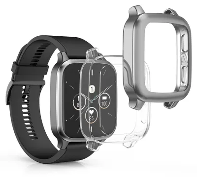 Produktbild von kwmobile 2x Silikon Hülle für Garmin Venu Sq 2 Music / Sq 2 Schutzhülle - Fullbody Display Cover Set aus Silikon - Transparent Silber