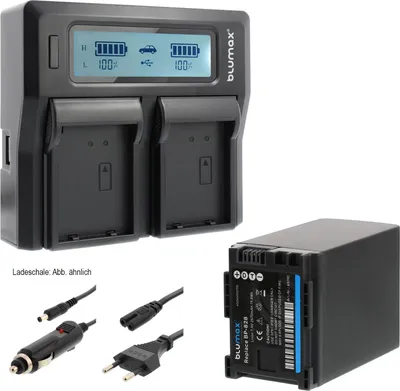 Produktbild von 1x Akku + Lader für Canon BP-828 BP827 HF-G30 XA20 XA25  2670 mAh (7,4V)