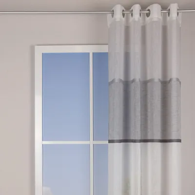 Produktbild von Ösengardine Ösenvorhang Leinenoptik mit Streifen weiß grau 140x245cm