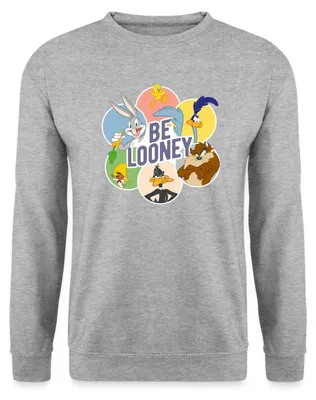 Produktbild von Spreadshirt Looney Tunes Charaktere Be Looney Uni Pullover, M, Weißgrau meliert