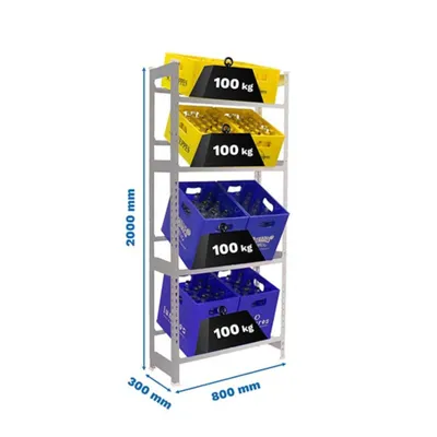 Produktbild von Simonrack Getränkekistenregal SIMONBOTTLE 4 8425437119538 silber 80,0 x 30,0 x 200,0 cm