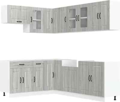Produktbild von 11-tlg. Küchenschrank-Set Kalmar Grau Sonoma Holzwerkstoff